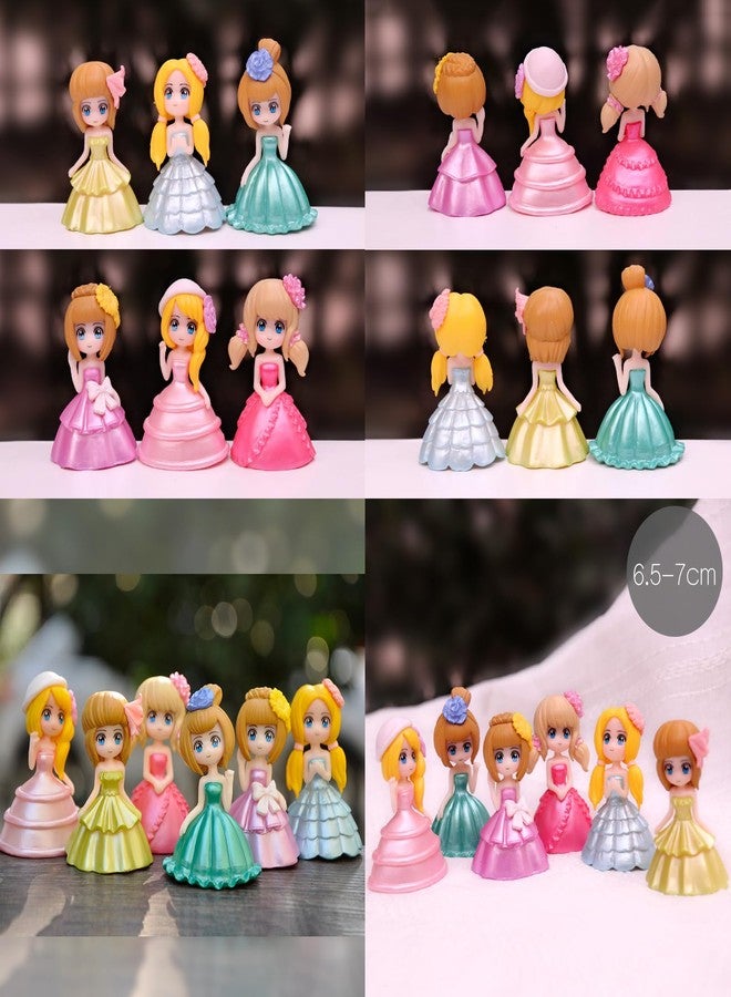 Spiaty Plastic Princess Dress Girl Home, Car and Office Decor Figurine (Small, Multi, Set of 6) - Image 5